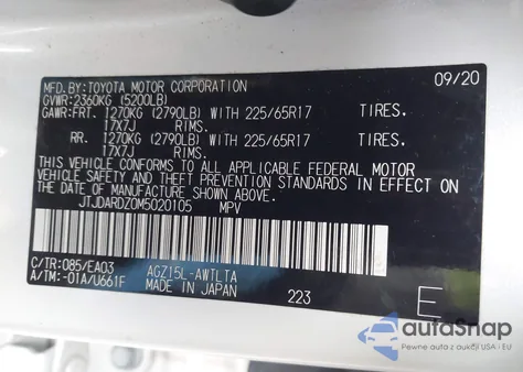 2021 Lexus Nx 300 from USA, damaged, VIN JTJDARDZ0M5020105